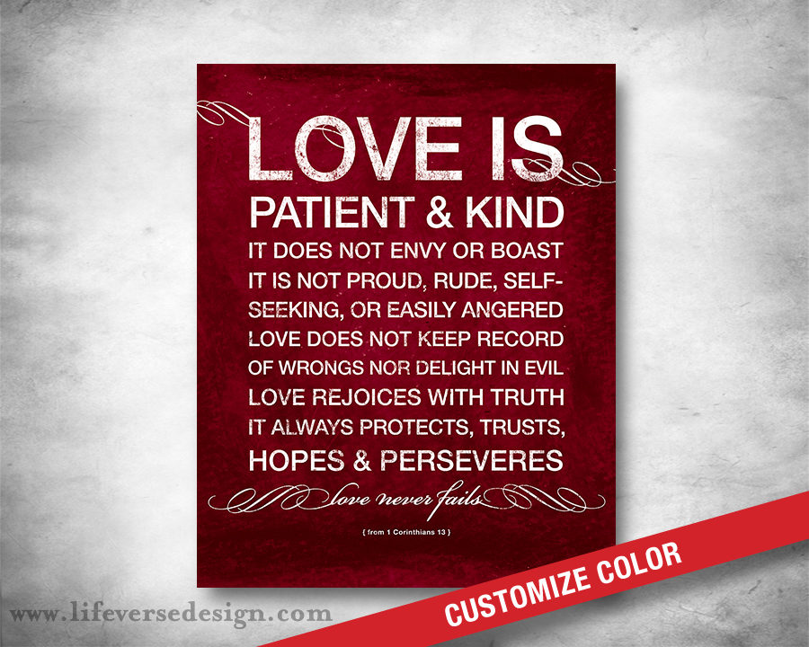 1 Corinthians 13 — LOVE IS PATIENT